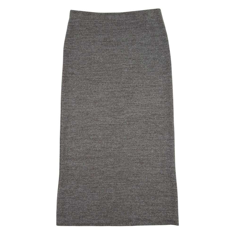 Zara Knit Midi Pencil Skirt Heather Gray Size S Pull-On Minimal Cozy Stretch
